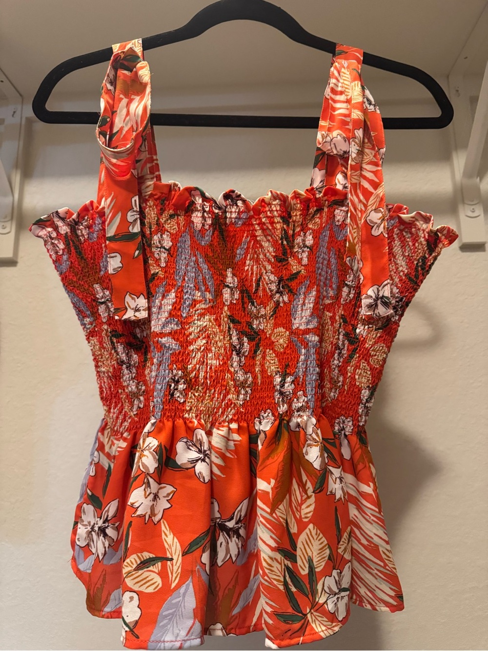 Rachel Zoe Orange Floral Smocked One-Piece